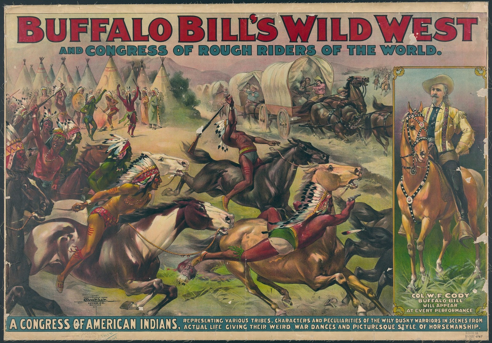 Buffalo Bill Wild West Show 1899 Vintage Poster Photo Reprint Wall Art