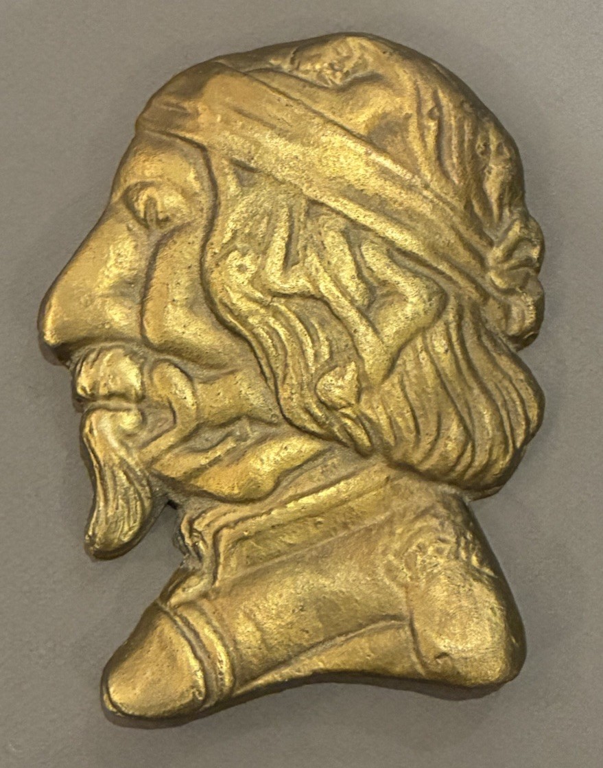 Vintage Brass “Whats On A Mans Mind” Optical Illusion Wall Plaque Sigmund Freud