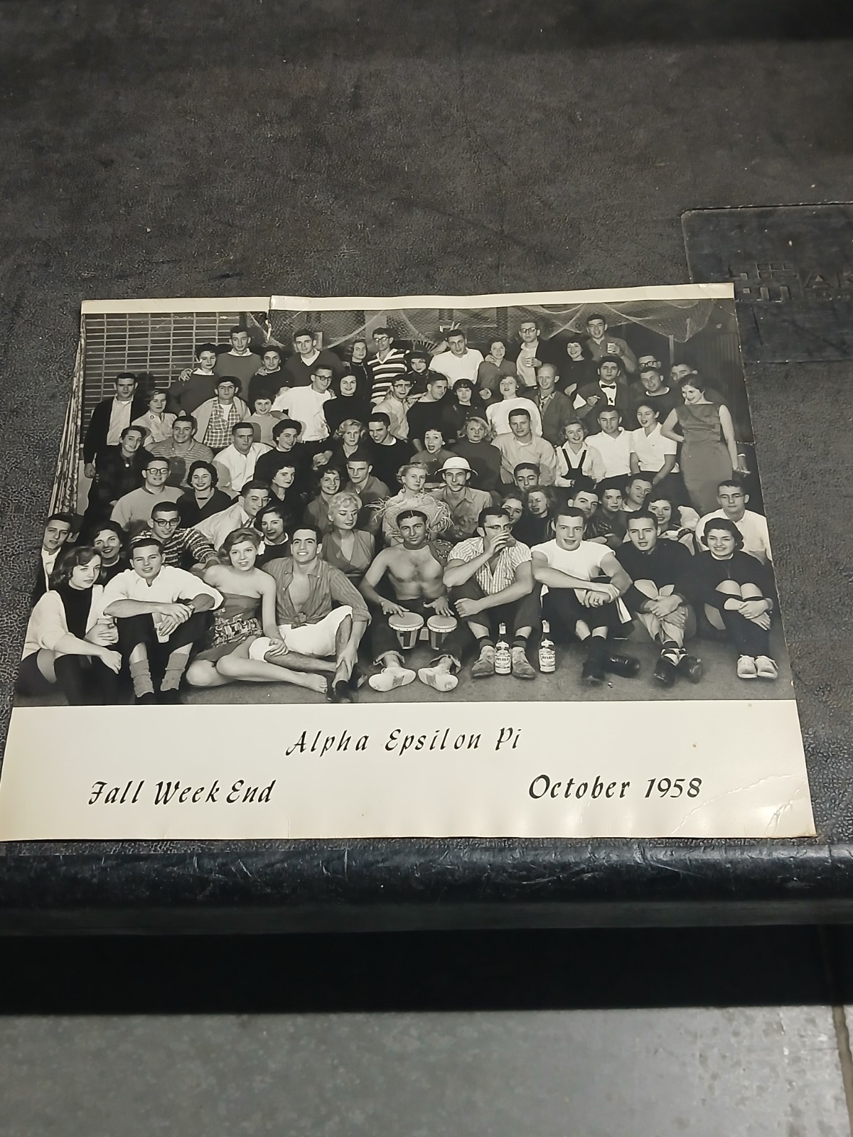 1958 Alpha Epsilon Pi Cornell University 11x13 Fall Weekend Fun Wacky Photo Rare
