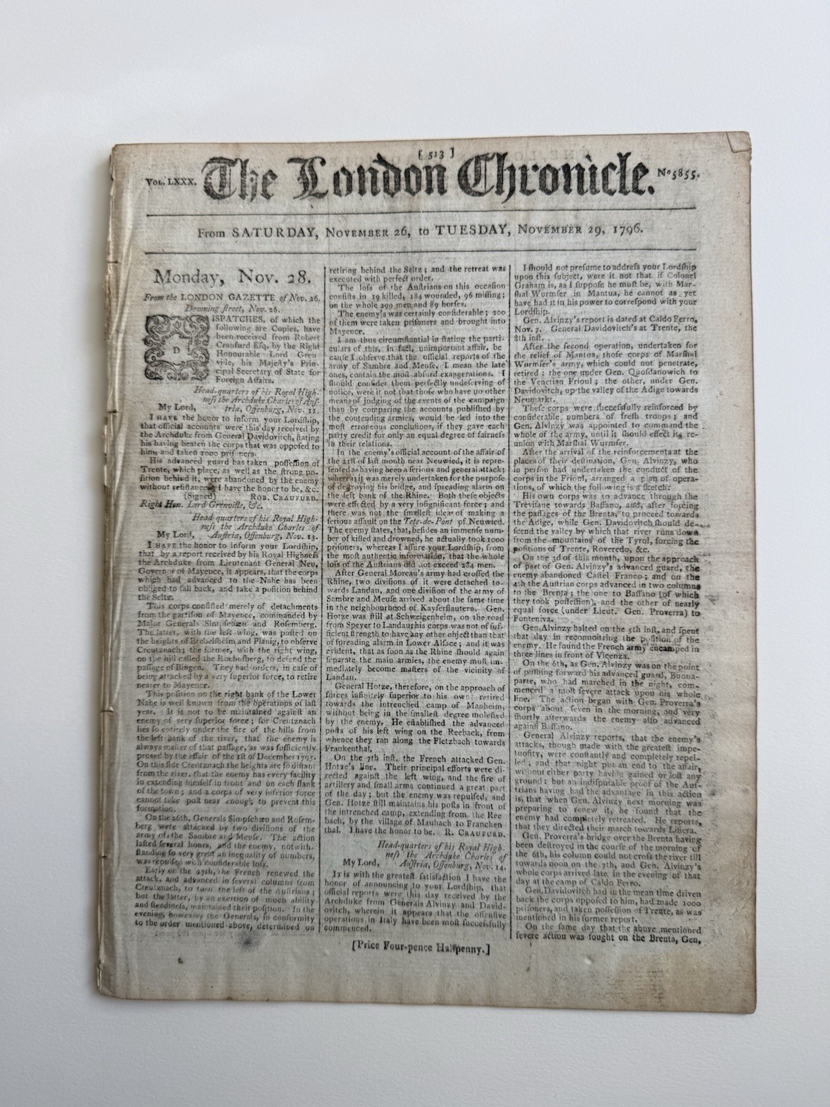 The London Chronicle, Nov. 26-29, 1796