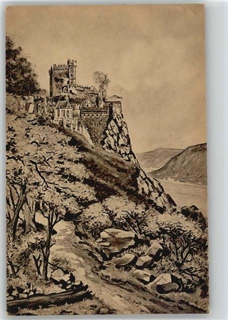 55413 W6531 Trechtingshausen artist card Rheinstein Castle - 10016409