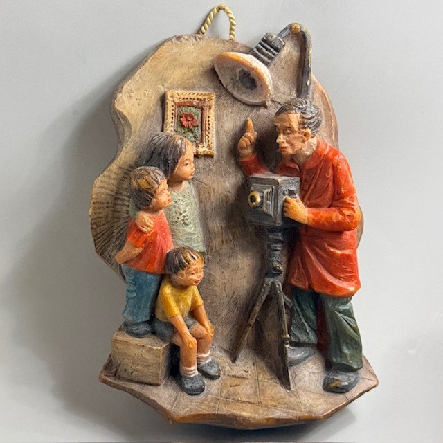 Vintage Handbemalt Wax Carved Wall Hanging Germany Antique Sculpture Kerzen GMBH