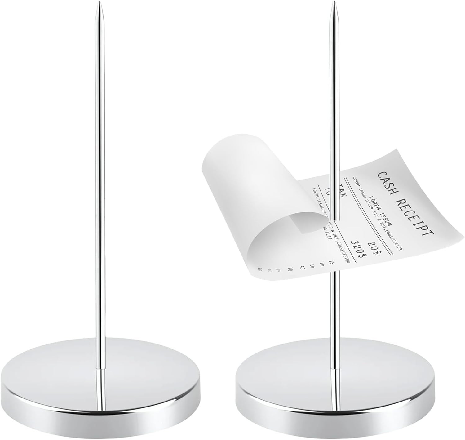 2-Pack Stainless Steel Receipt Holder Spike, Ticket & Bill Organizer