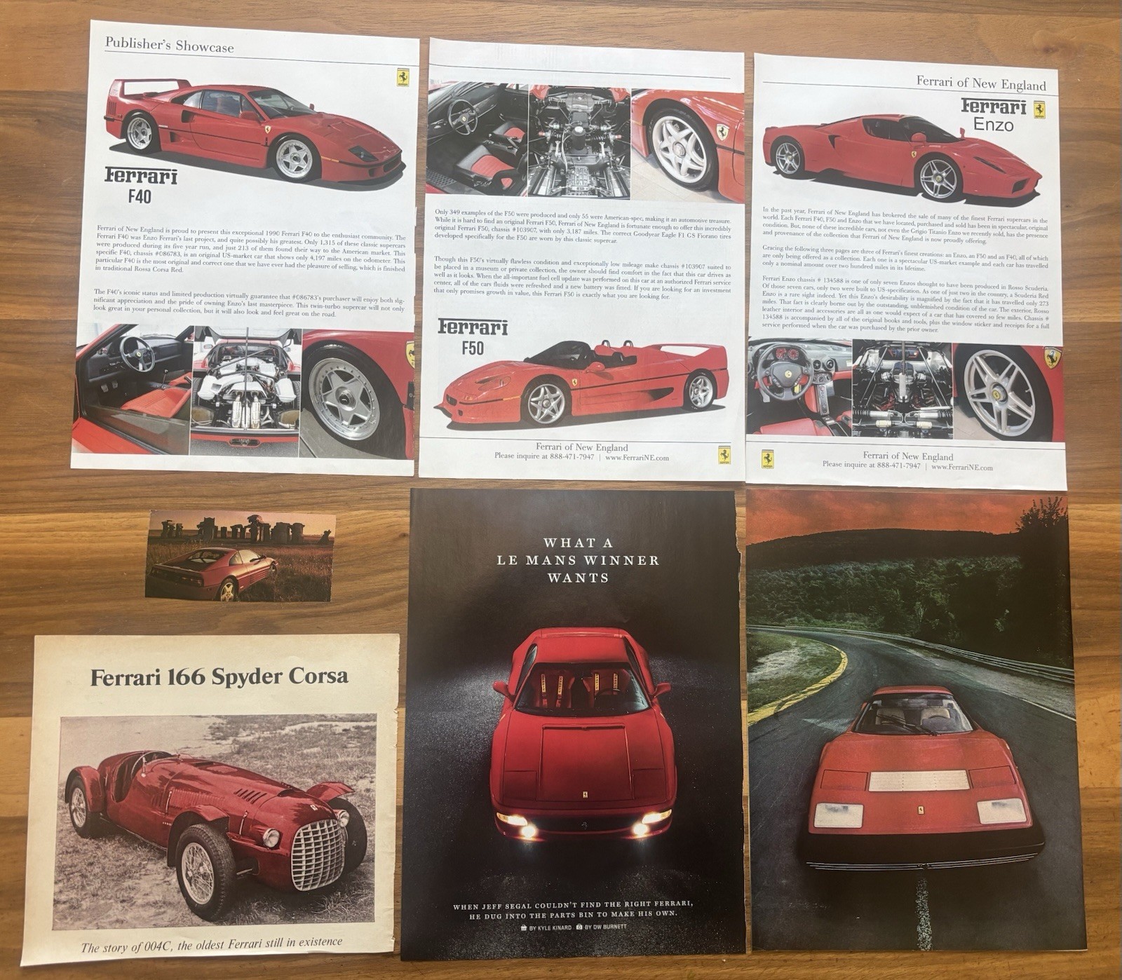 Lot of 7 Ferrari Themed Advertisements/articles/portraits - Enzo, F40, F50 Lot of 7 Ferrari Themed Advertisements/articles/portraits - Enzo, F40, F50