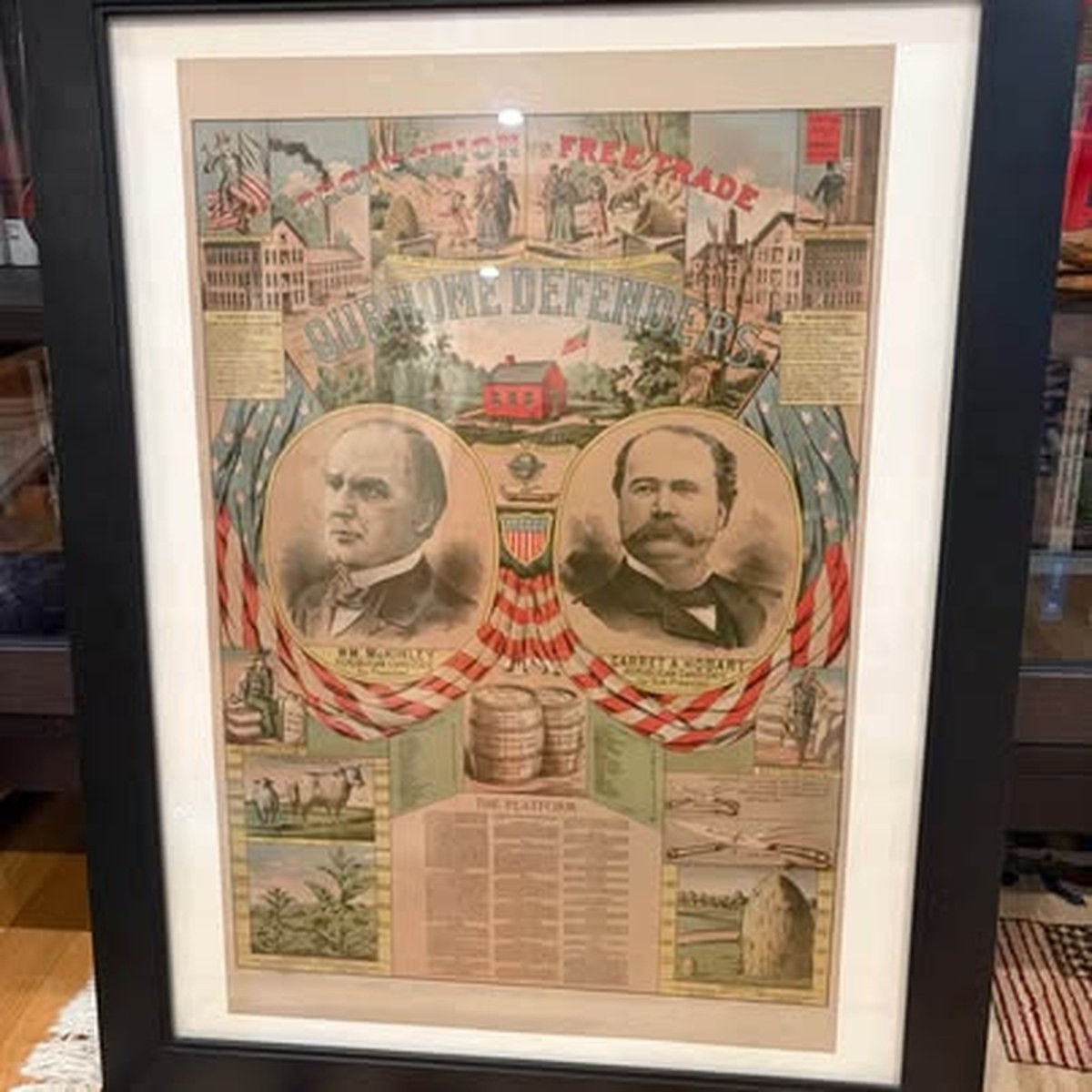 Framed 1896 McKinley & Hobart Presidential Campaign Poster Framed 1896 McKinley & Hobart Presidential Campaign Poster