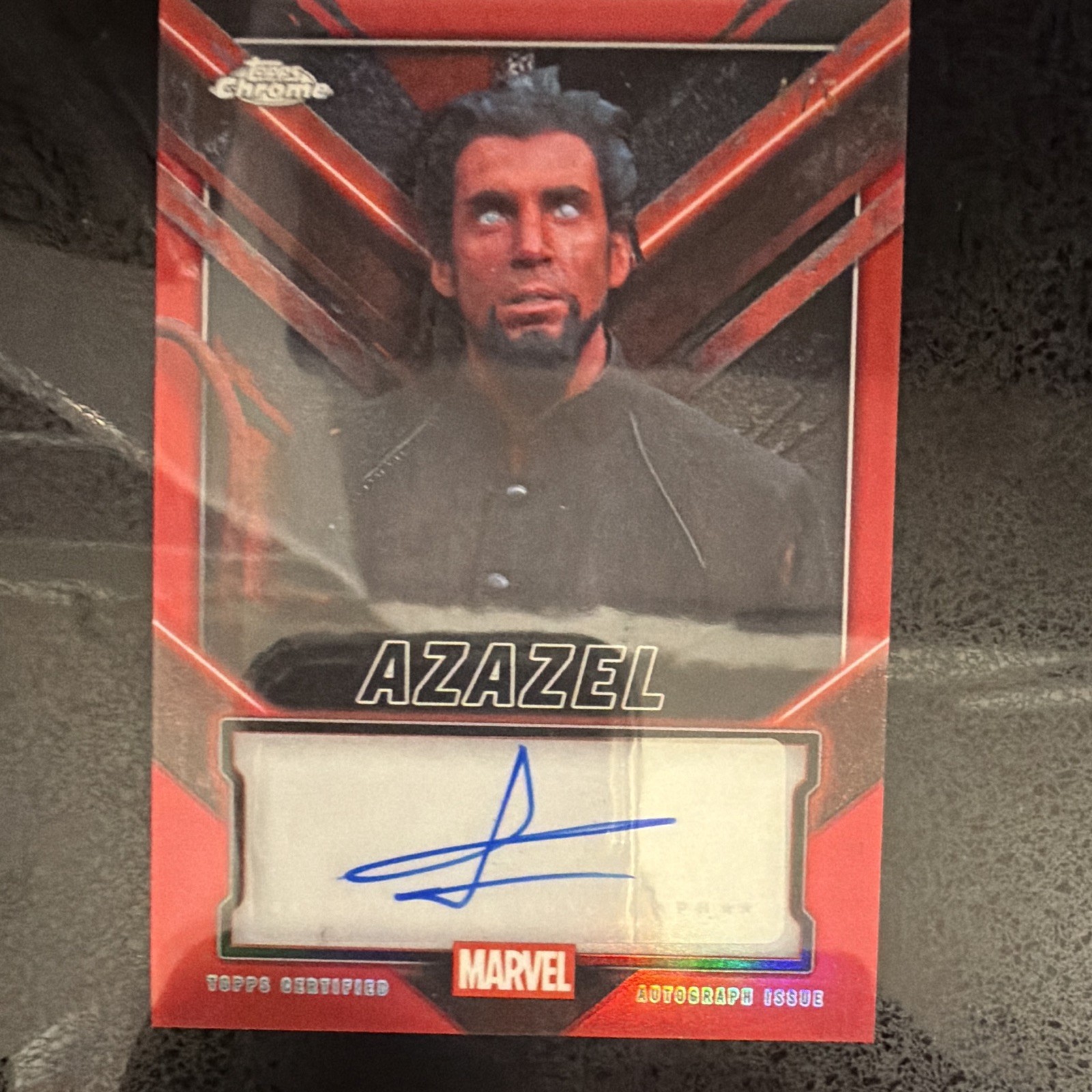 2025 Topps Marvel Deadpool Chrome  Azazel TC-EM Eduardo Gago Muñoz Red Auto /5