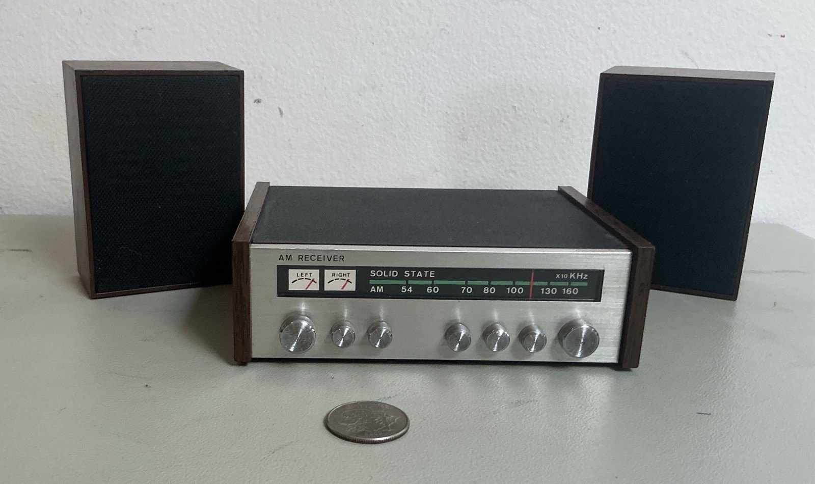 Vintage Amico ST-102 Mini AM Mock Stereo Radio 2 Speakers Hong Kong Clean - Work