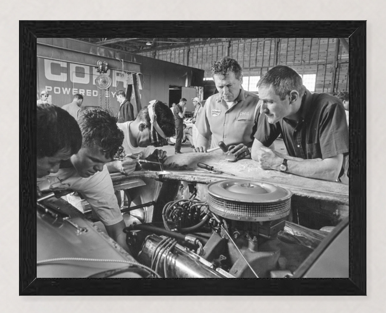 12X9 FRAMED 1964 SEBRING FORD COBRA KEN MILES PHIL REMINGTON PHOTO REPRO
