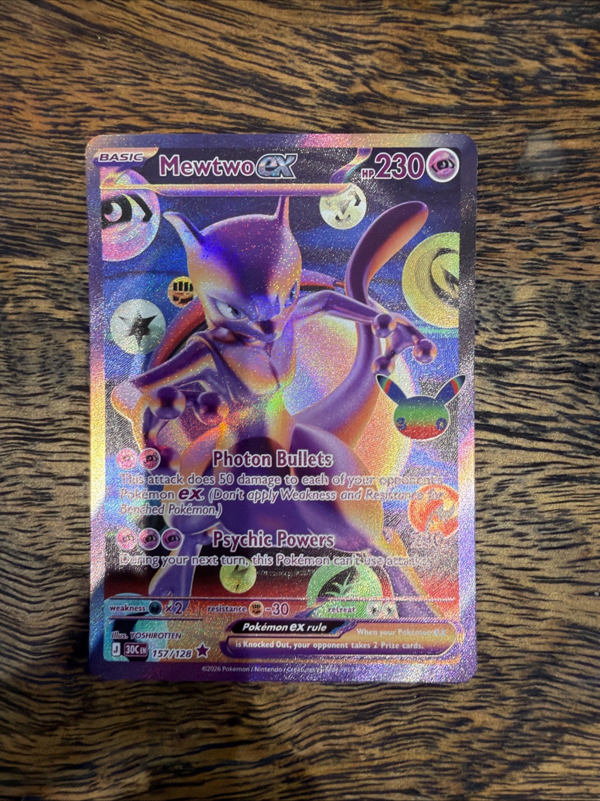Pokémon TCG Mewtwo Ex 157/128 Futuristic Rare  30th Anniversary Celebration NM