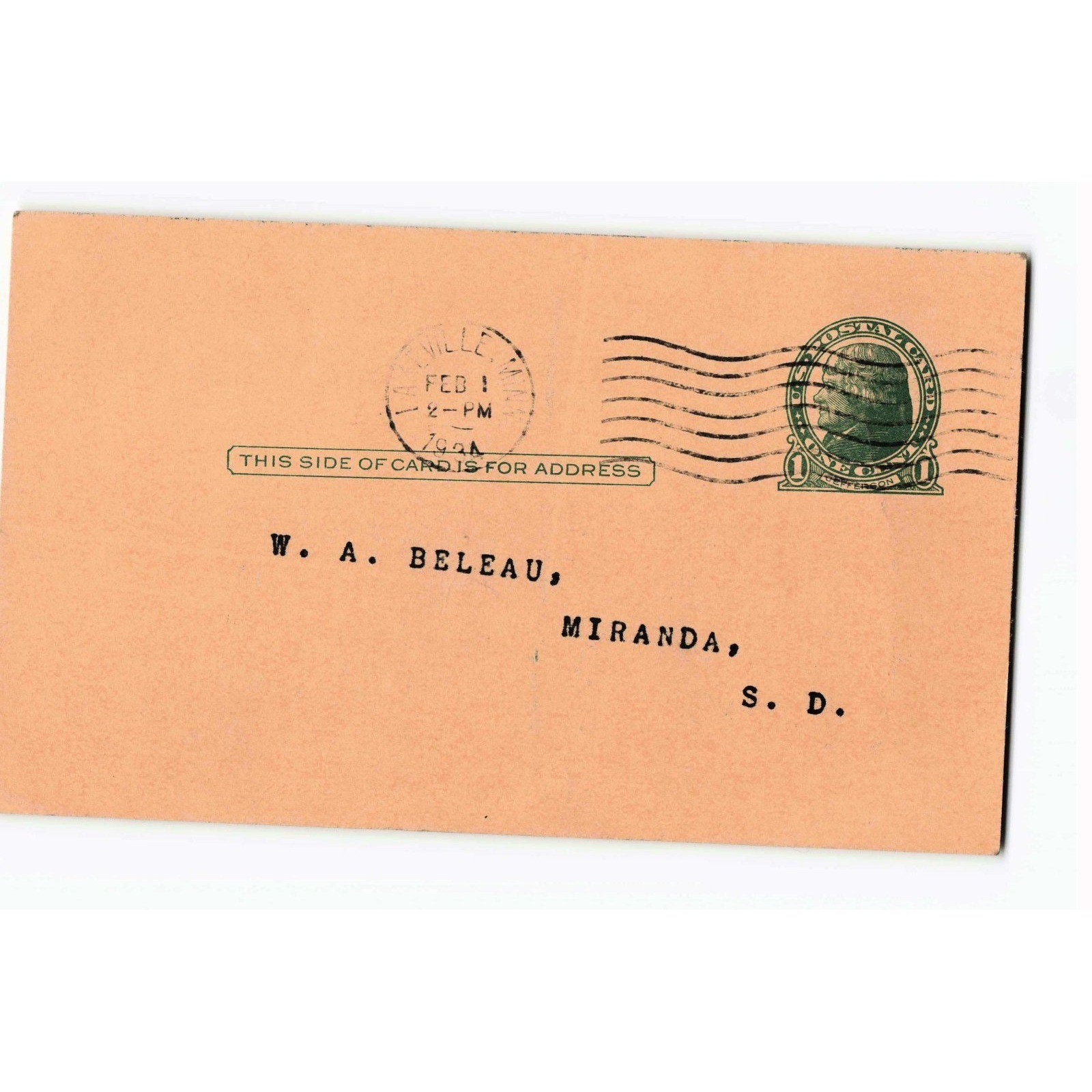 Vintage 1924 Lakeville Creamery Co MN Advertising Postcard 1c Jefferson Stamp VG