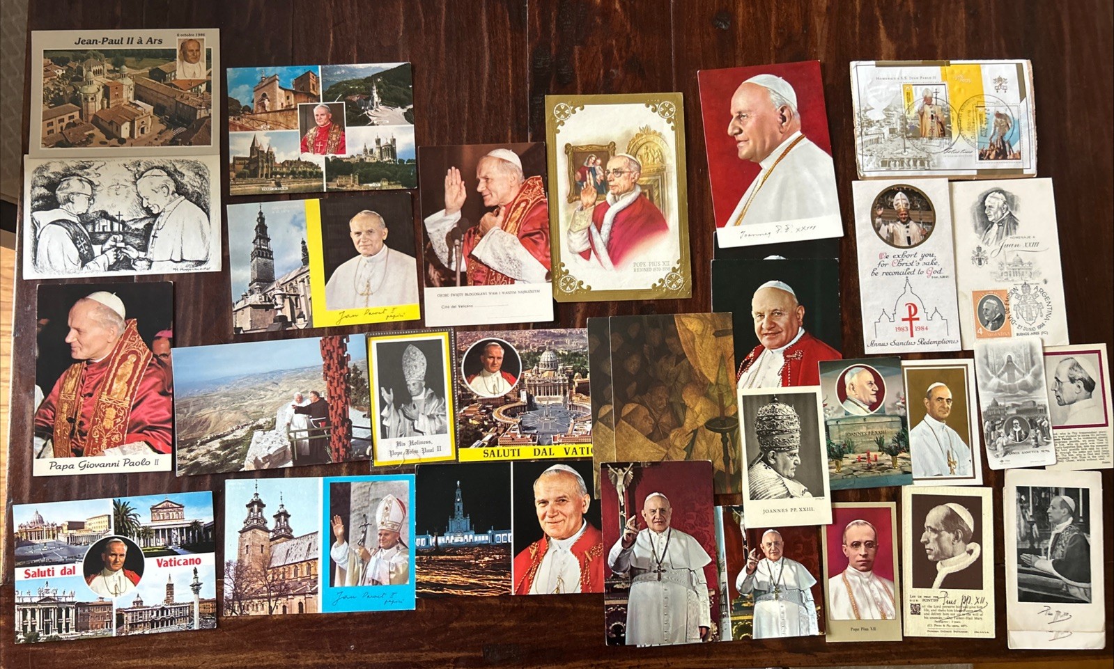 Vtg Lot 30+ Pope Holy/Post Cards 1940s-80s; Pius XII; John XXIII; John Paul II