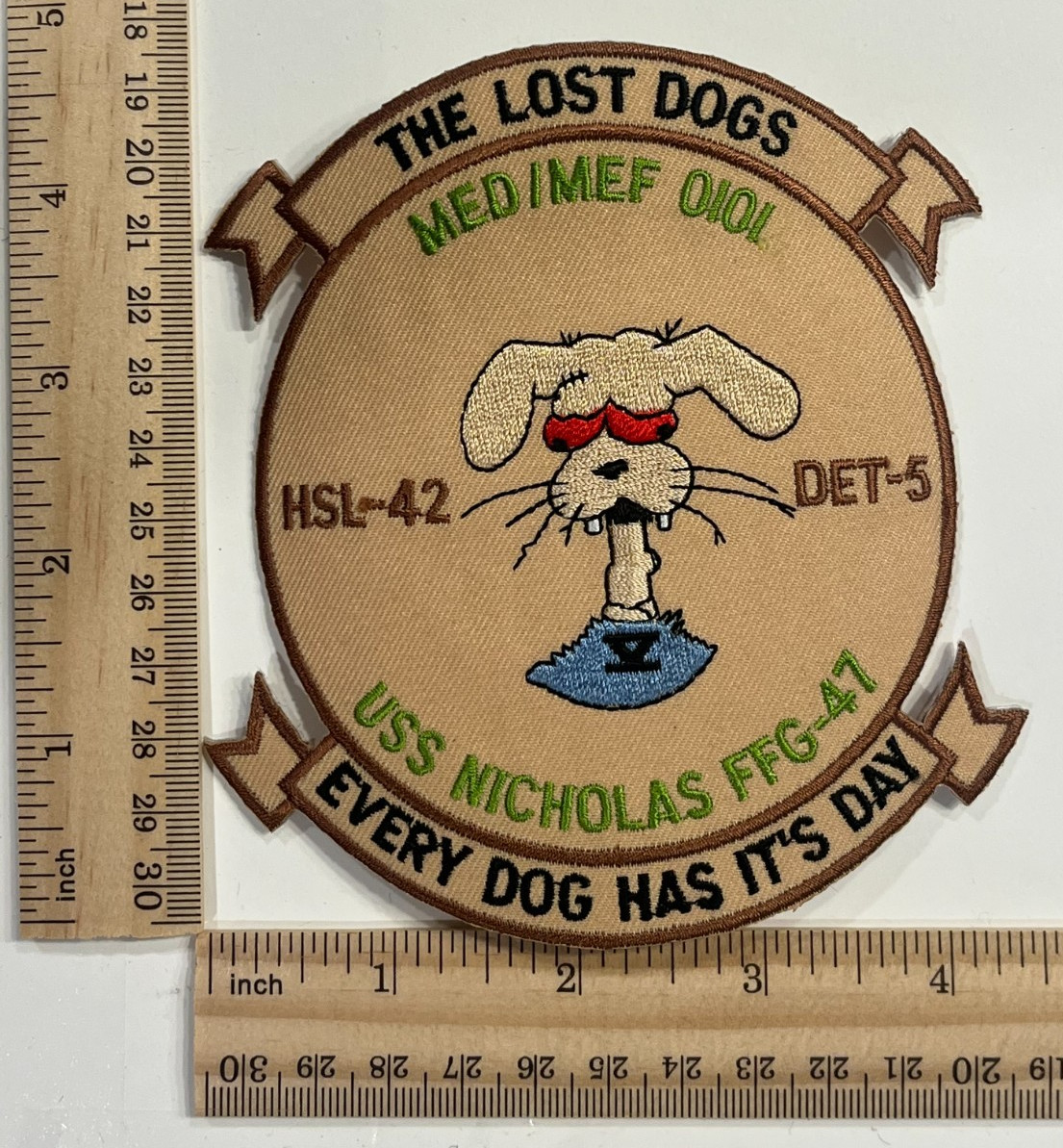US NAVY PATCH: HSL-42 Anti Submarine Squadron 42 Det 5 Med Tour 2001 FFG-47