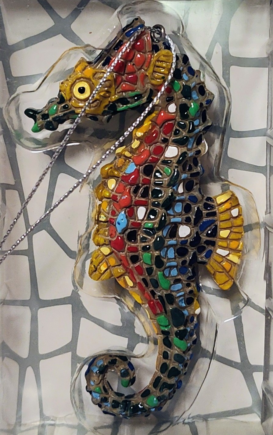 Barcino Classic Mosaic Seahorse ornament figurine hand painted NEW