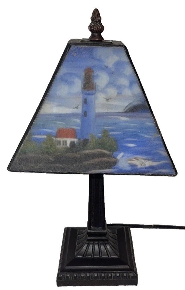 Nice Vintage Nautical Lighthouse Lamp Light Tiffany Style 