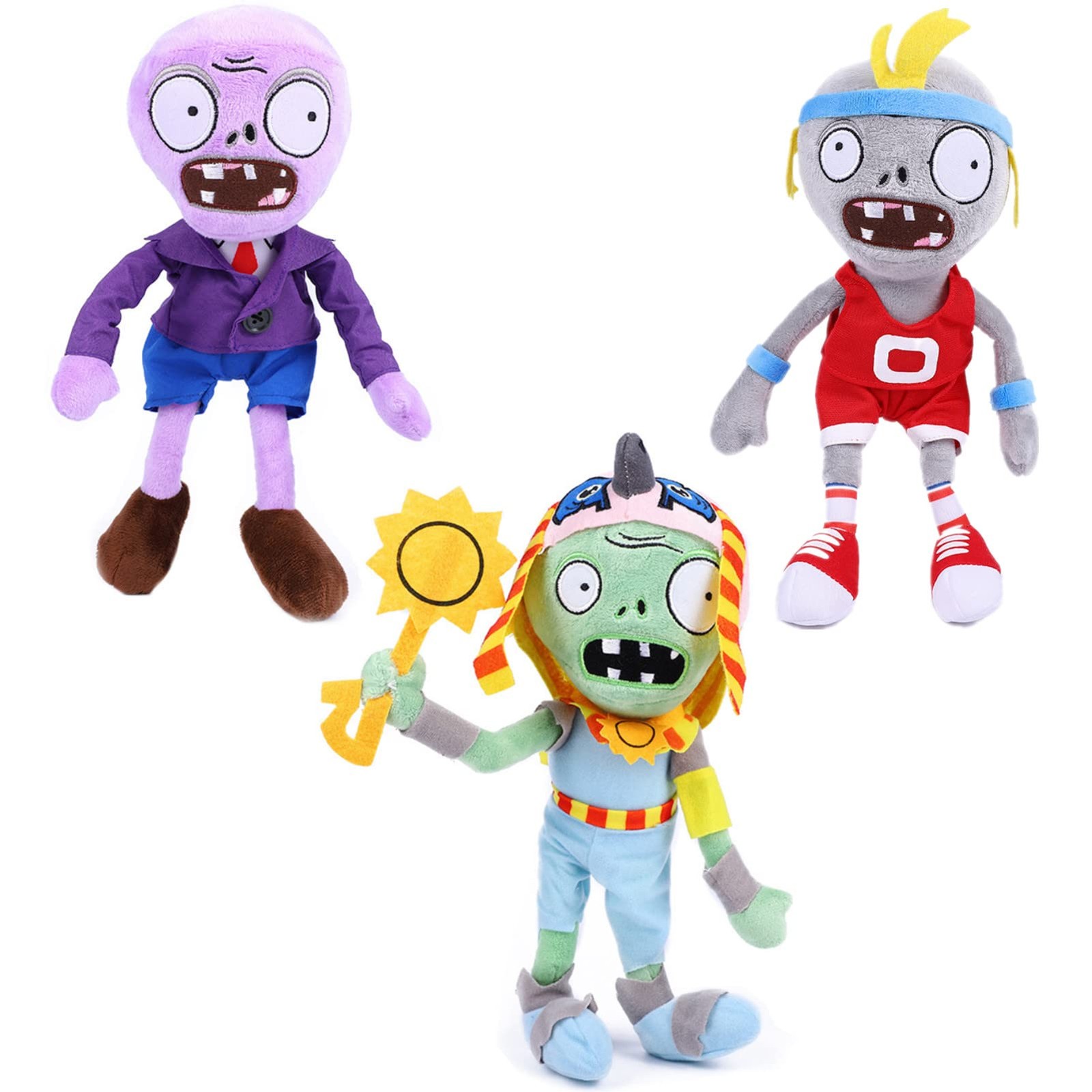 Jhesao 3 Pcs Plants And Zombies Plush Zombies Sets Toy Sport Zombie 1 2 Stuffed