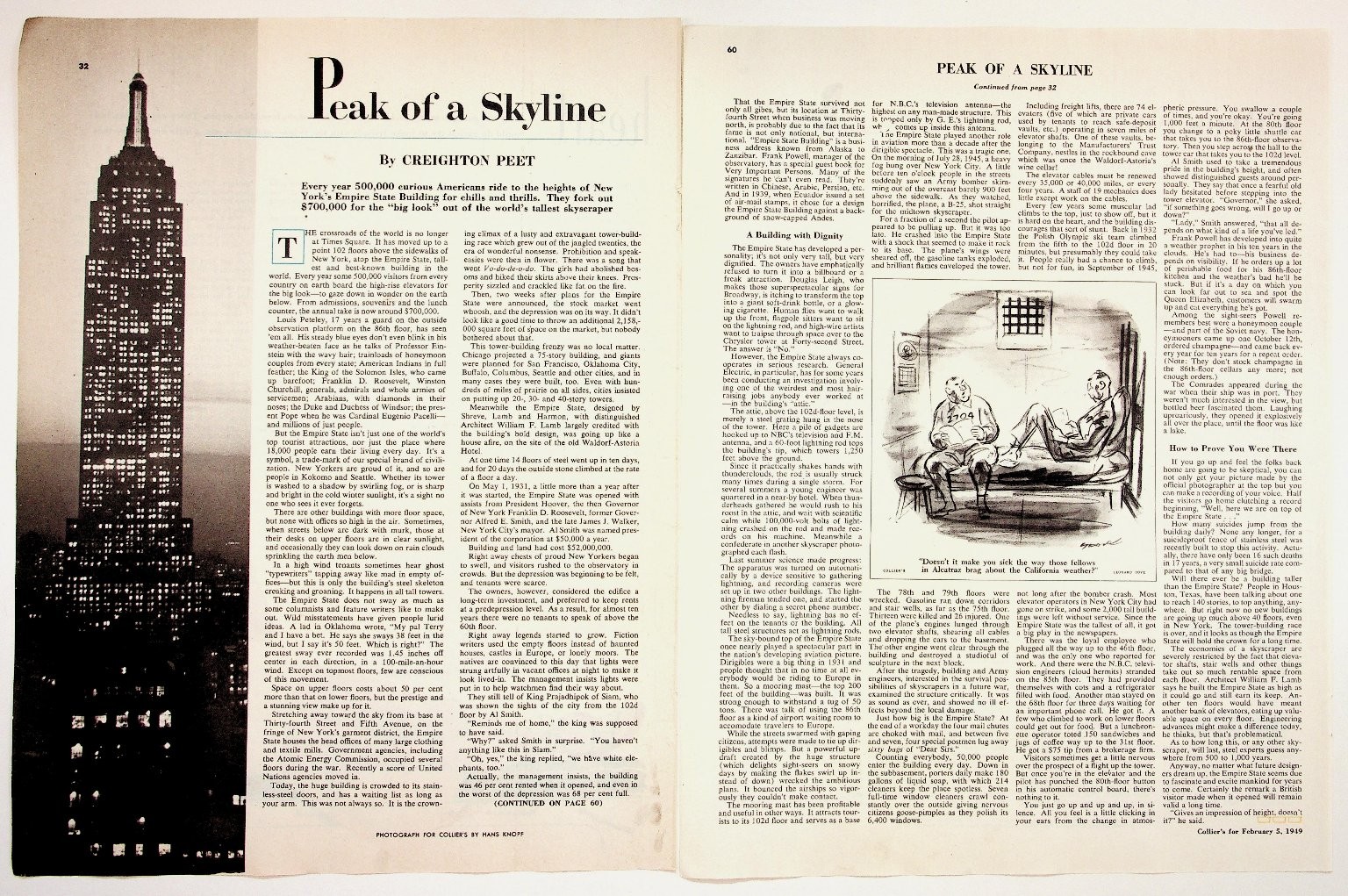 1949 Collier's Magazine Article Empire State Building NYC Vintage Ephemera