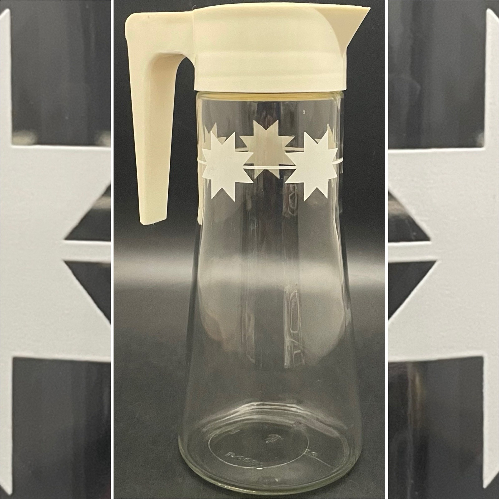Anchor Hocking L4027 Kaheksakand 5 Octagram Stars Syrup Dispenser c1960s 8.75\