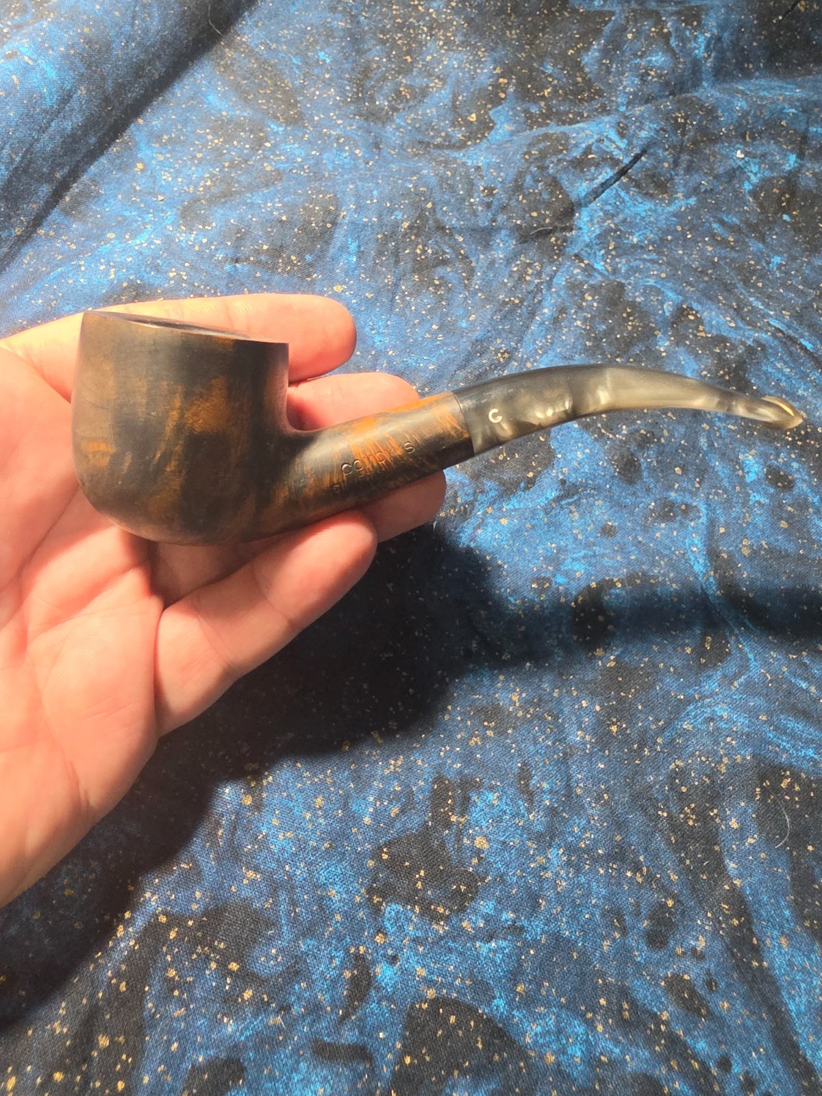 Vintage Comoy's Silver Shadow 1466 Bent Billiard Smooth Estate Pipe