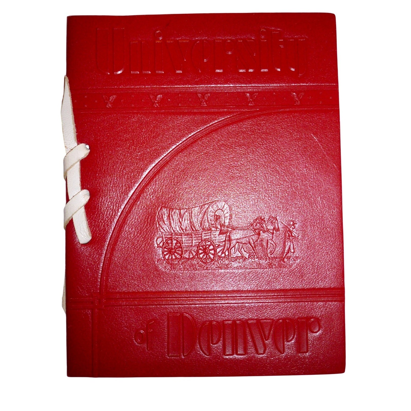 Vintage University of Denver Souvenir Photo Booklet Red Leatherette DU History