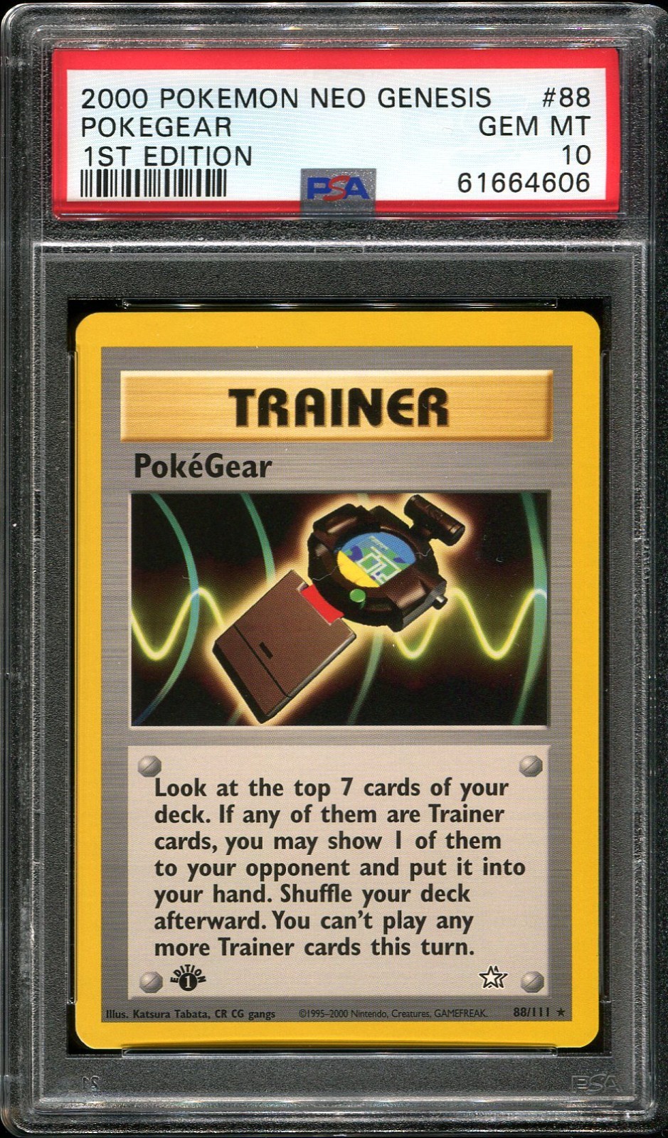 PSA 10 1st Edition PokeGear Trainer 88/111 Neo Genesis Pokemon Card VERY LOW POP