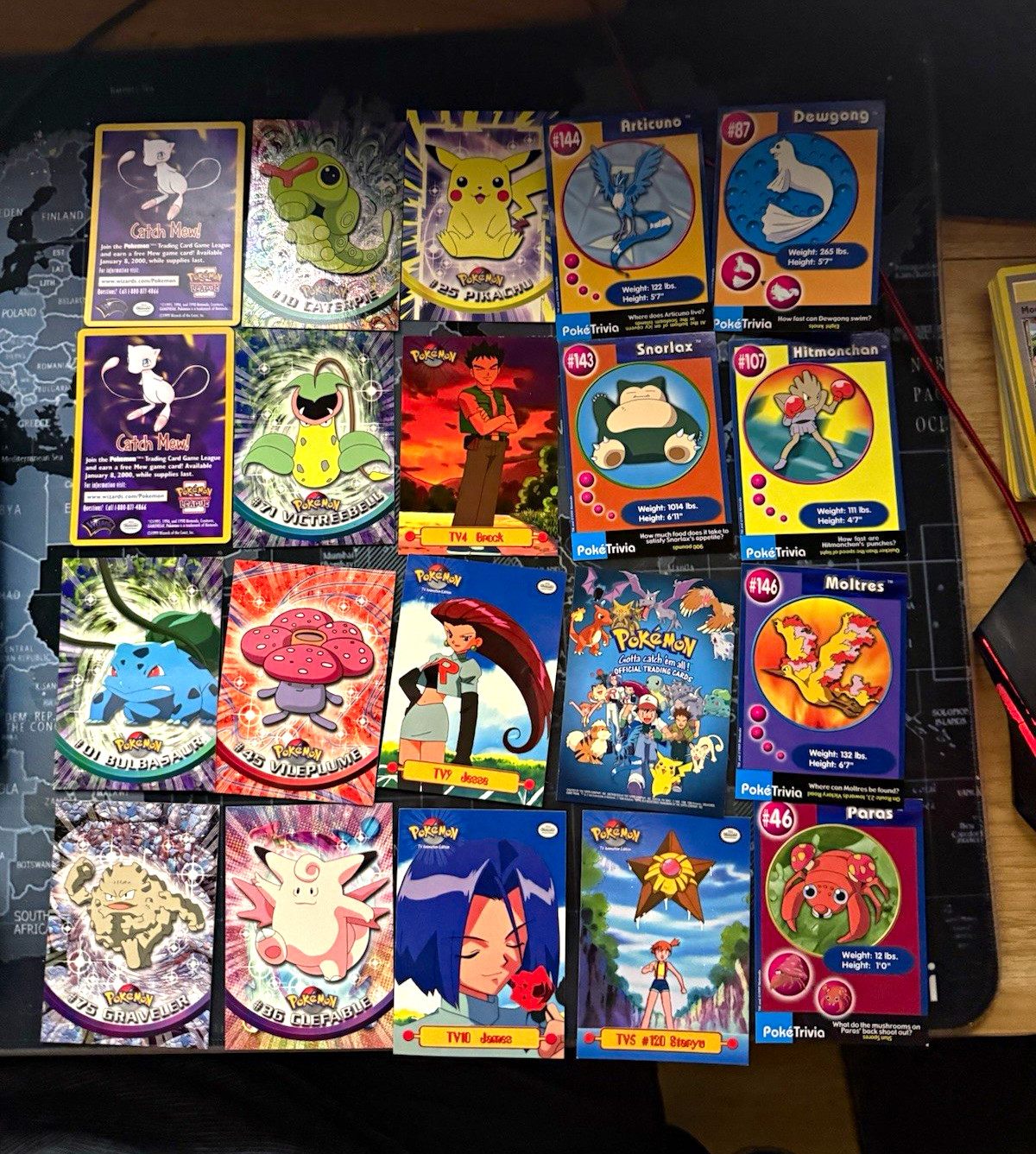 Vintage 1999 Pokémon PokeTrivia and Animate Show 18-Card Lot Hologram