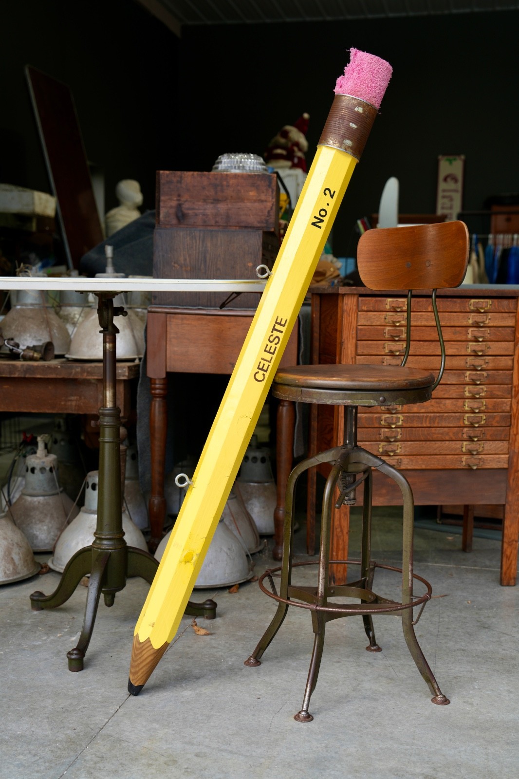 Vintage Wood Pencil Trade Sign Drafting Artist Art Studio Drawing Display 5FT