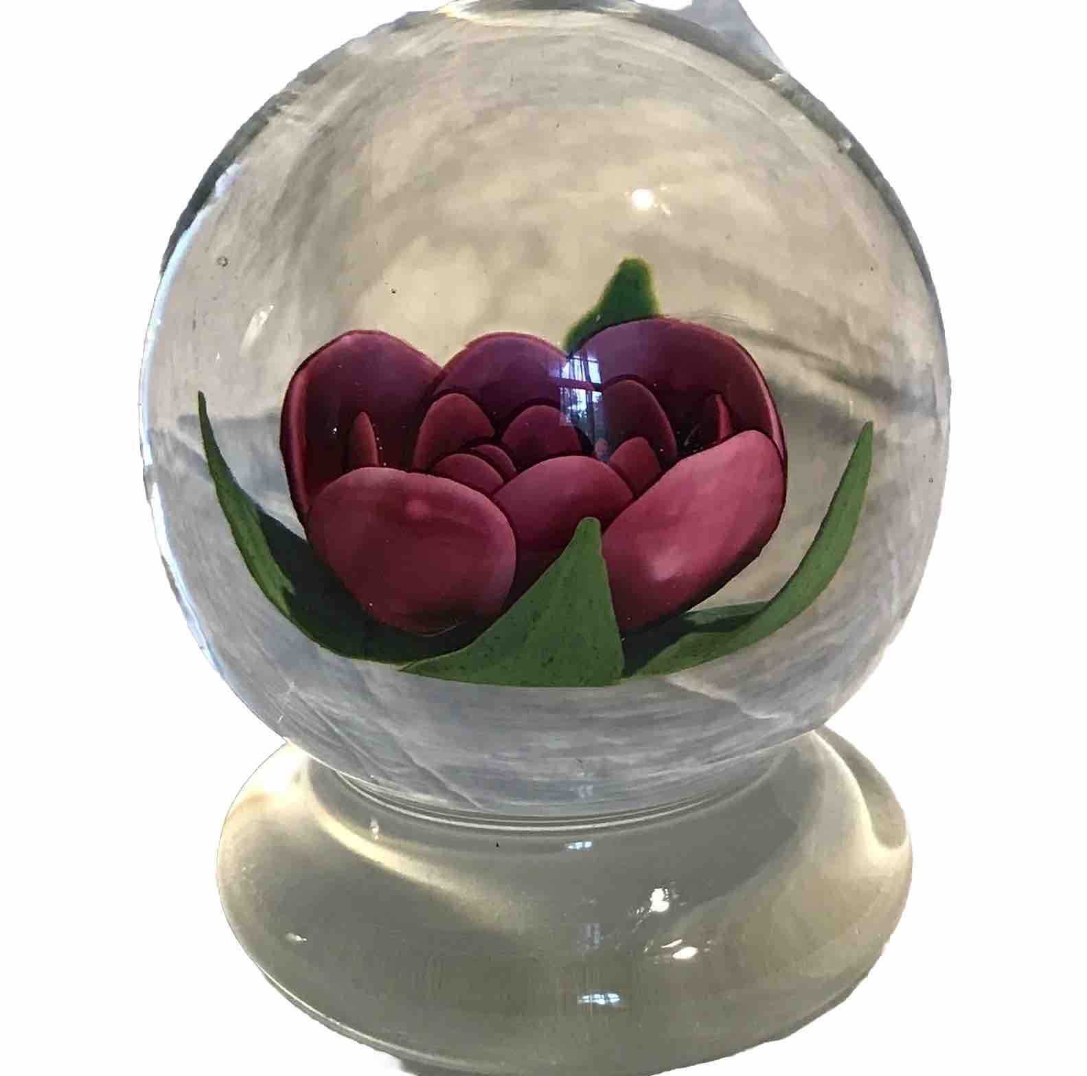 Millville Rose Paperweight by Robert Grablow Signed 