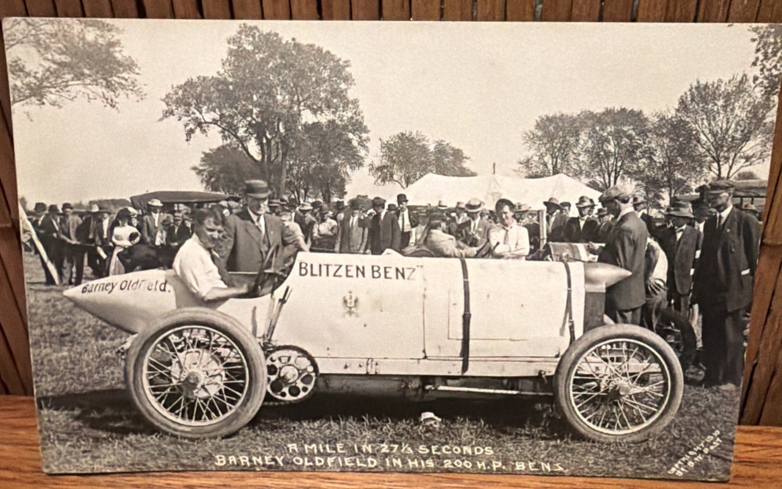 Auto Racing Barney Oldfield 200 H.P. Bens Blitzen Benz Race Car RPPC