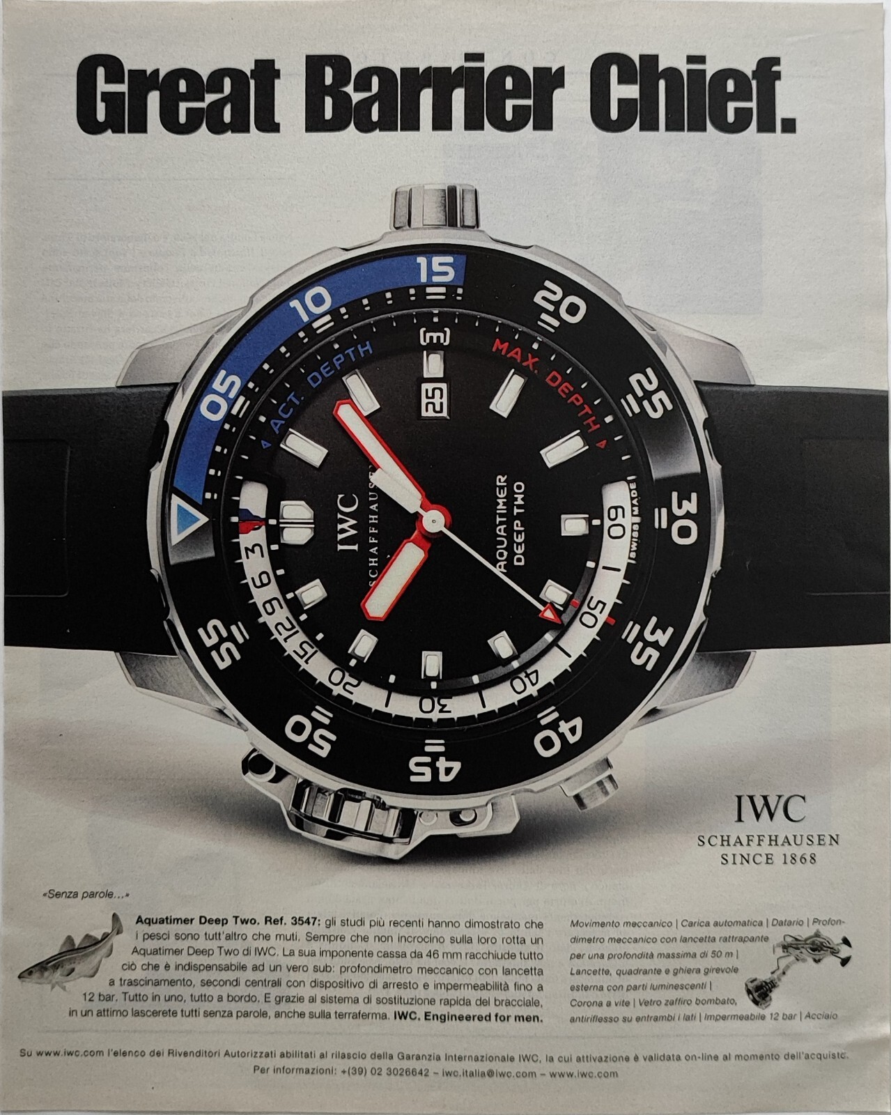 IWC SCHAFFHAUSEN Watch Advertisement 1 Page 2011 Aquatimer Deep Two