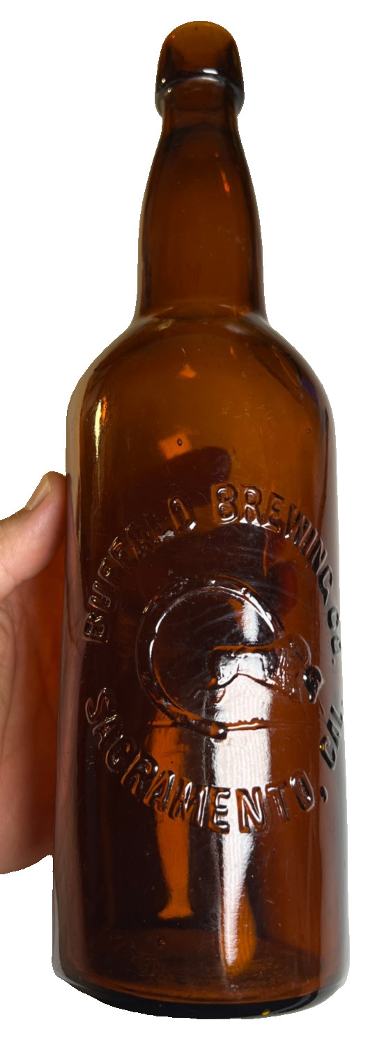 Antique Buffalo Brewing Sacramento California Pictorial Blob Top Blobtop Bottle