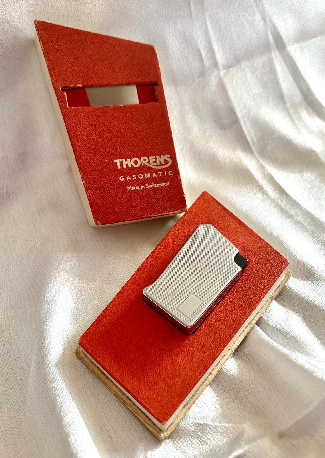Vintage Thorens Gasomatic Lighter w/ Original Box – Swiss Made, Rare Find