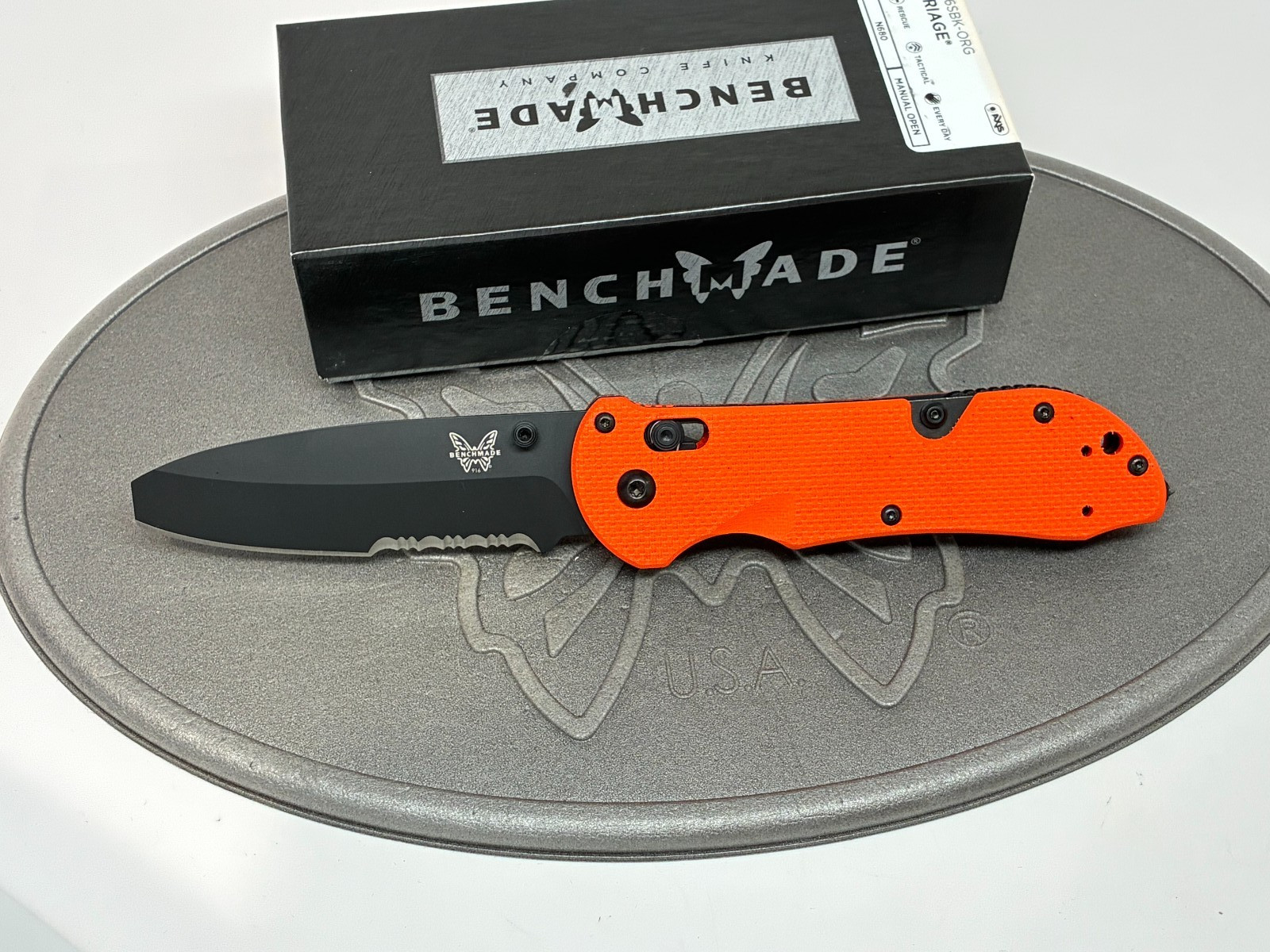 Benchmade 916SBK-ORG Triage N680 Orange G10 Rescue Hook Tactical Knife USA
