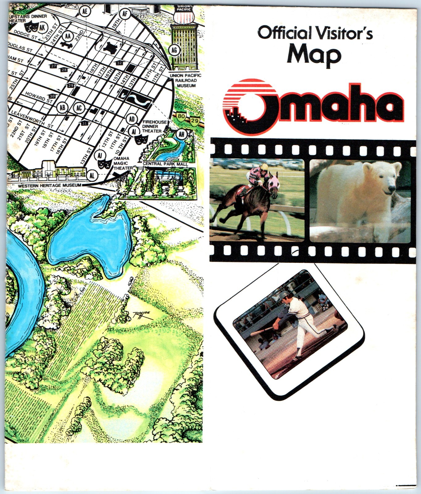 c1990s Omaha, NE Official Visitor\'s Road Map 3D Art Illustration by Dimension 8C