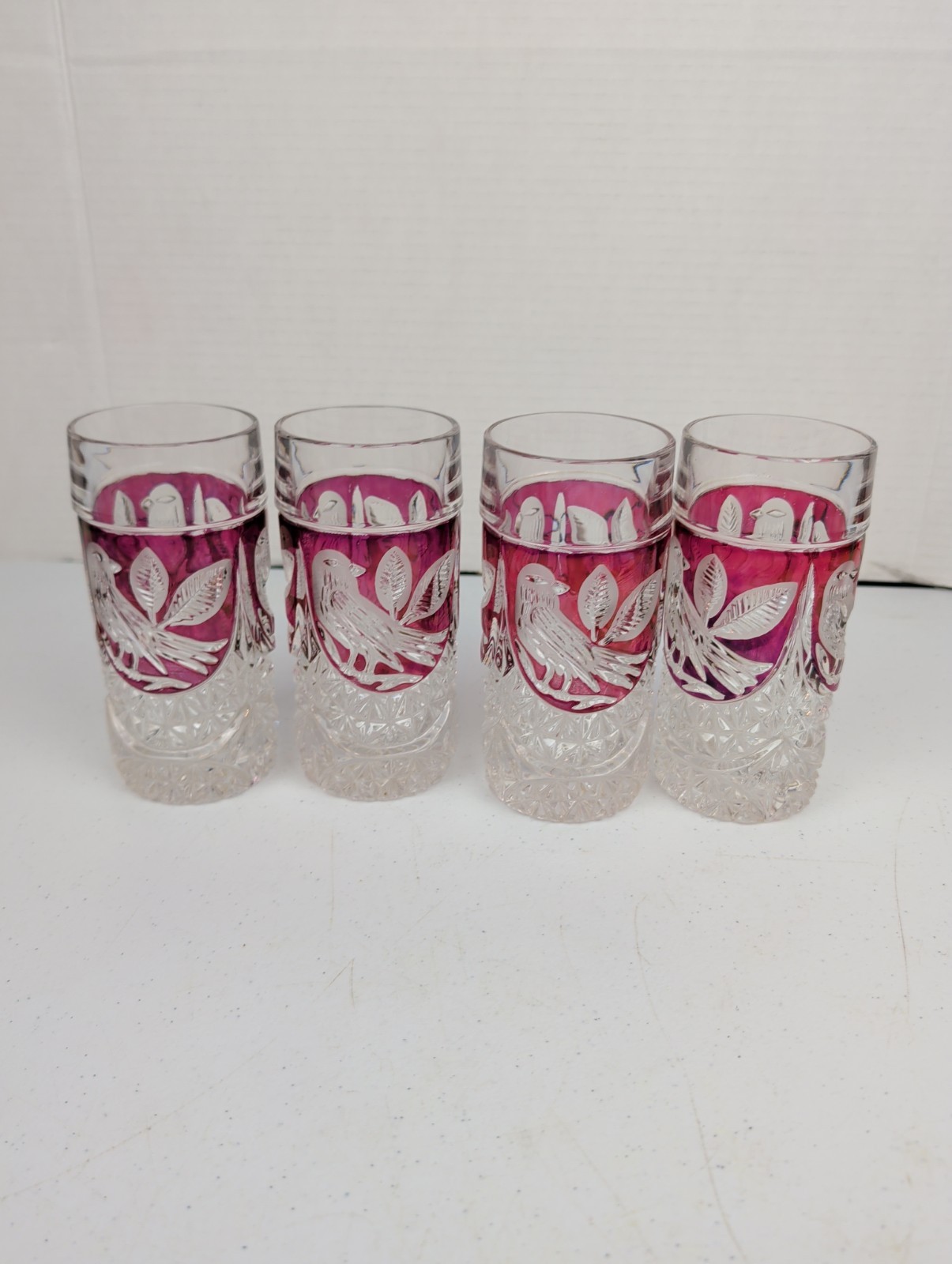 VTG Hofbauer Byrdes Red Bird Crystal Coll. Set 4 Highball Glasses 5.75\