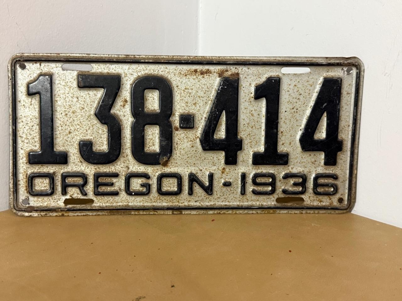 ORIGINAL 1936 OREGON LICENSE PLATE