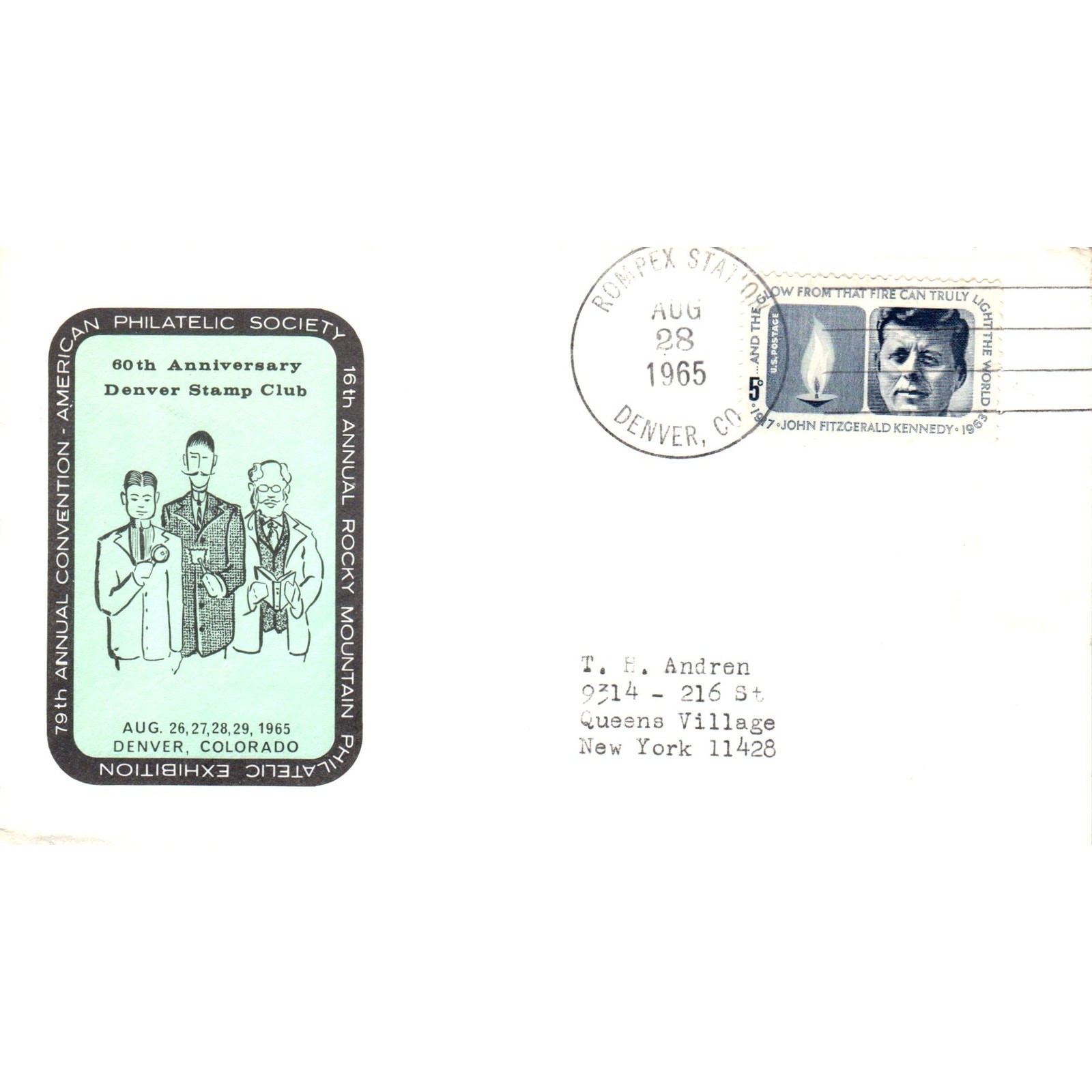 1965 American Philatelic Society Rocky Mountain Convention Cachet Cover H5-2