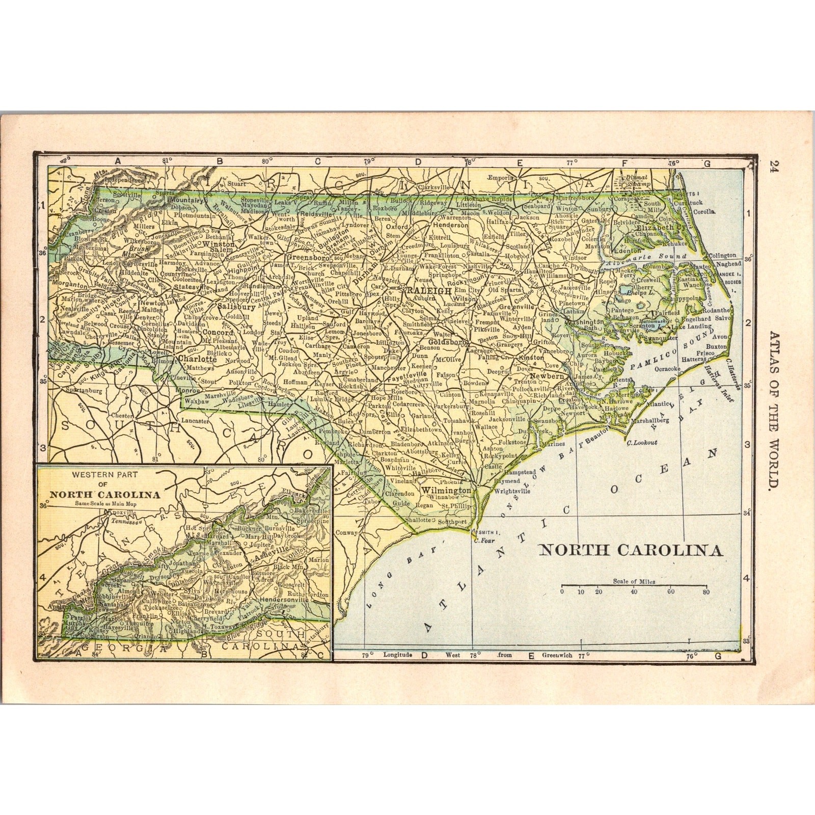 Vintage Map of North Carolina and West Virginia 1910 Map SL1