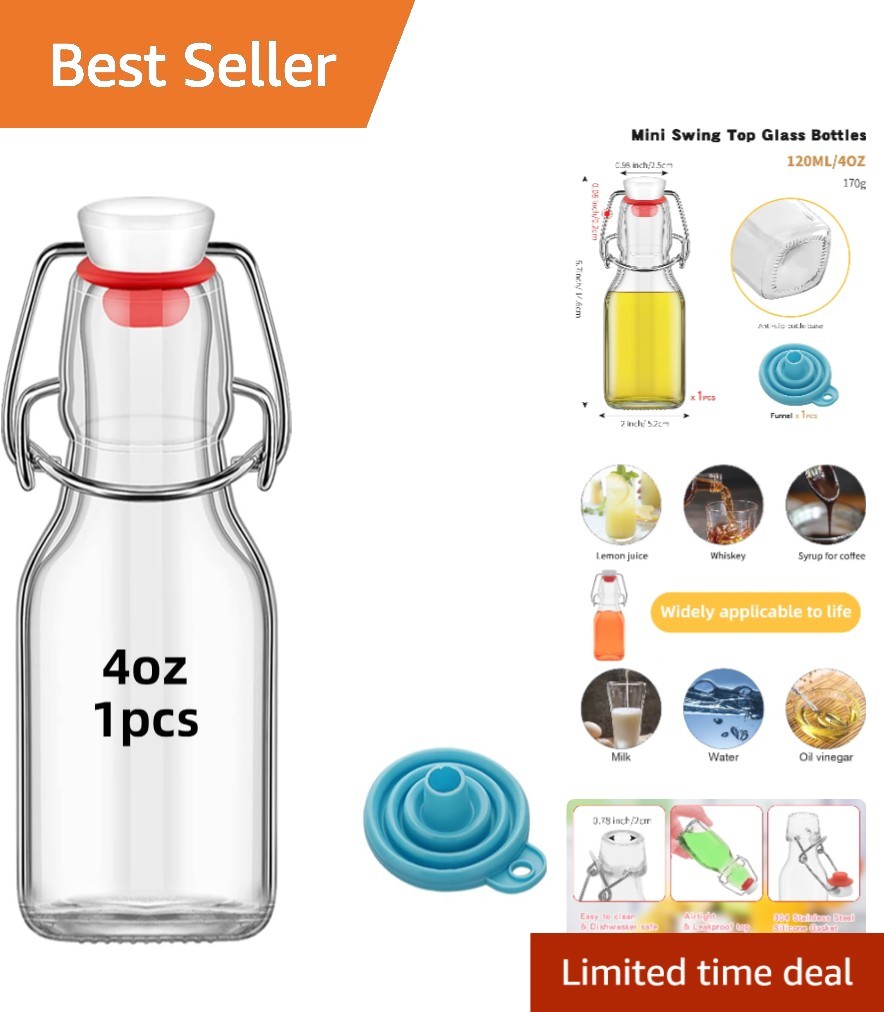 Versatile 4 oz Glass Bottles with Swing Tops - Ideal for Drinks and DIY Gifts