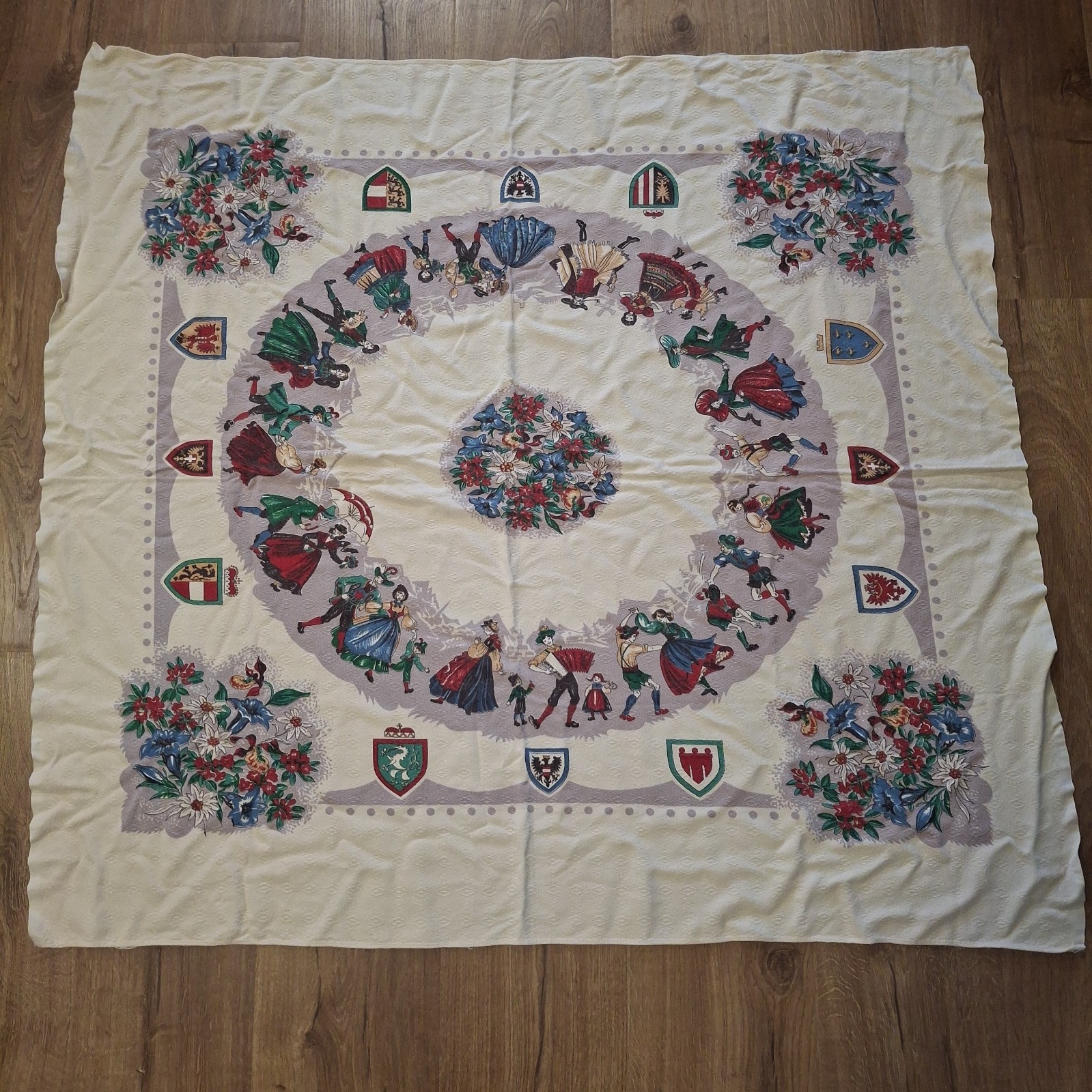 VTG German Bavarian Folk Art Tablecloth 46 VTG German Bavarian Folk Art Tablecloth 46