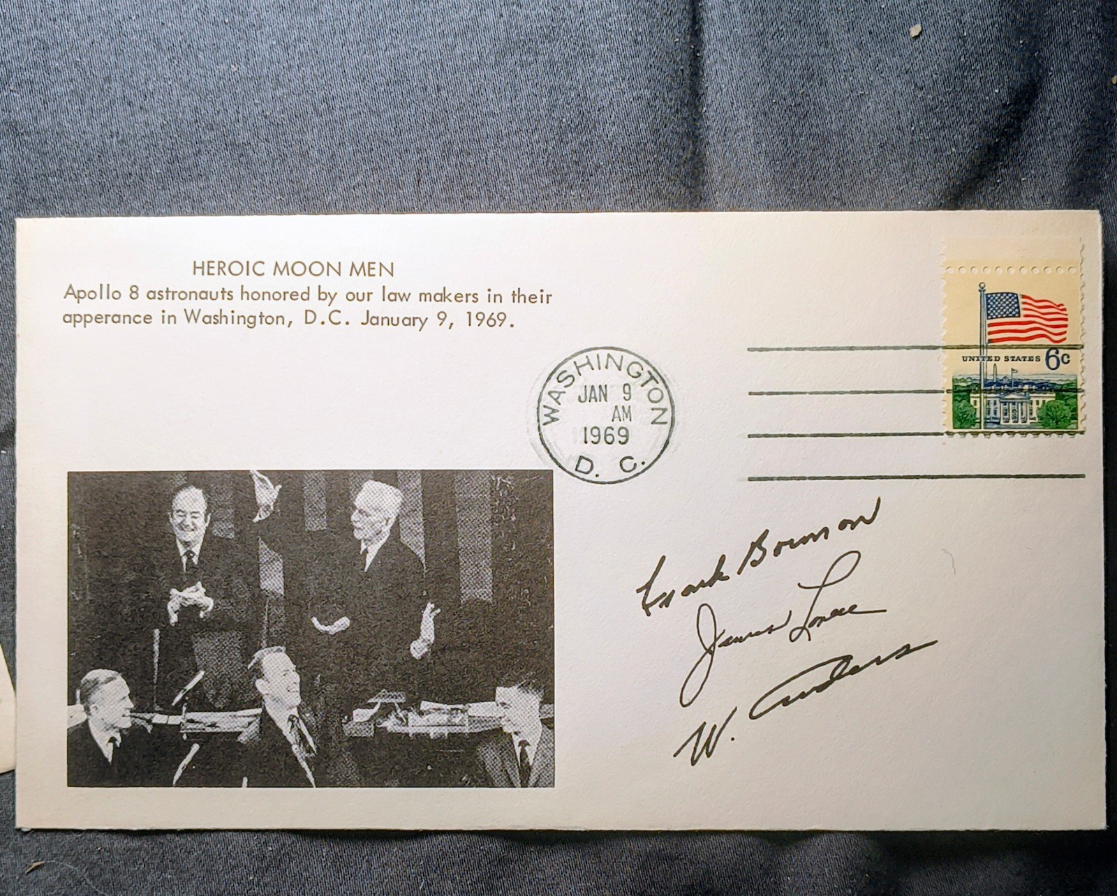Apollo 8 Washington DC Joint Session Cover Crew Signed Borman Lovell Anders 1969