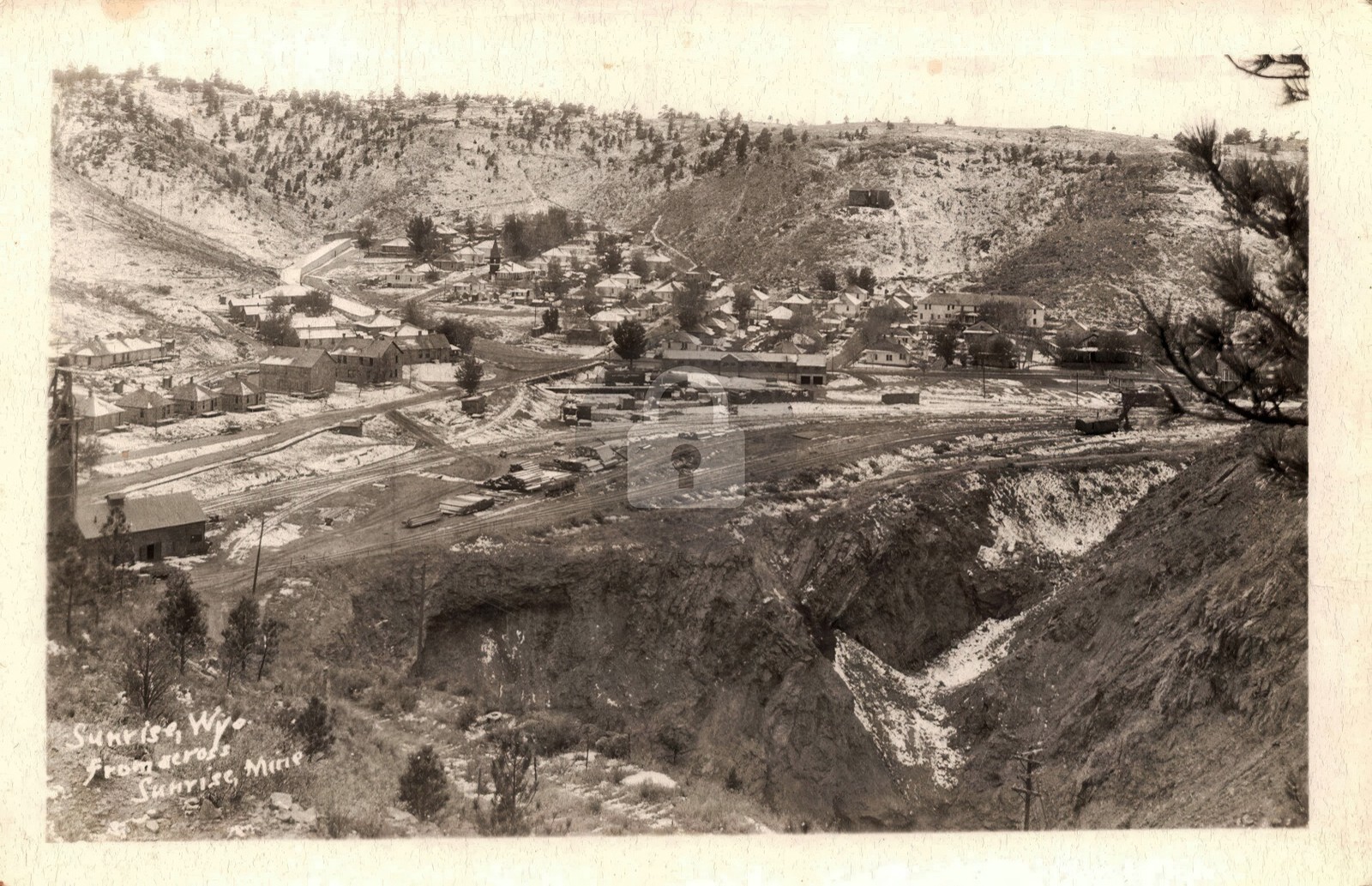 Sunrise WY Wyoming  c1940 Ghost Town Aerial View 1 RPPC Postcard COPY