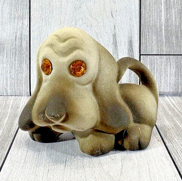 Vintage Roselane Sparkler Hound Dog Figurine MCM California Pottery Jeweled Eyes Vintage Roselane Sparkler Hound Dog Figurine MCM California Pottery Jeweled Eyes