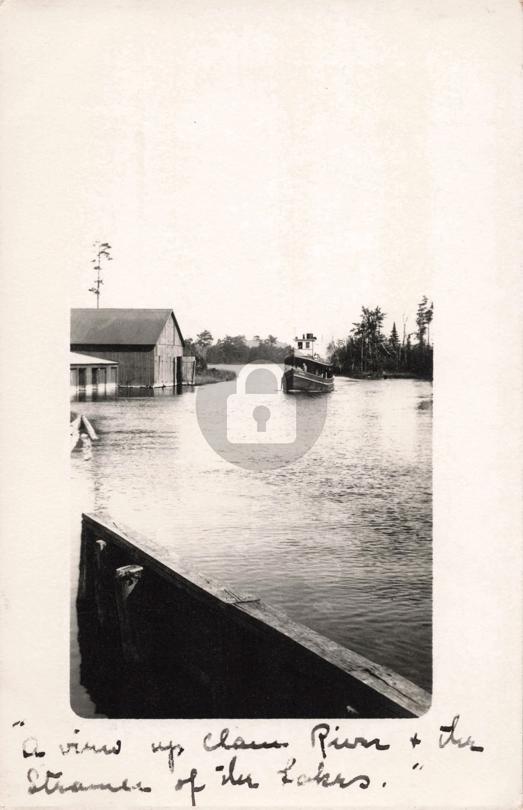 Clam River & Steamer of the Lakes, Torch Lake MI RPPC Photo Postcard COPY