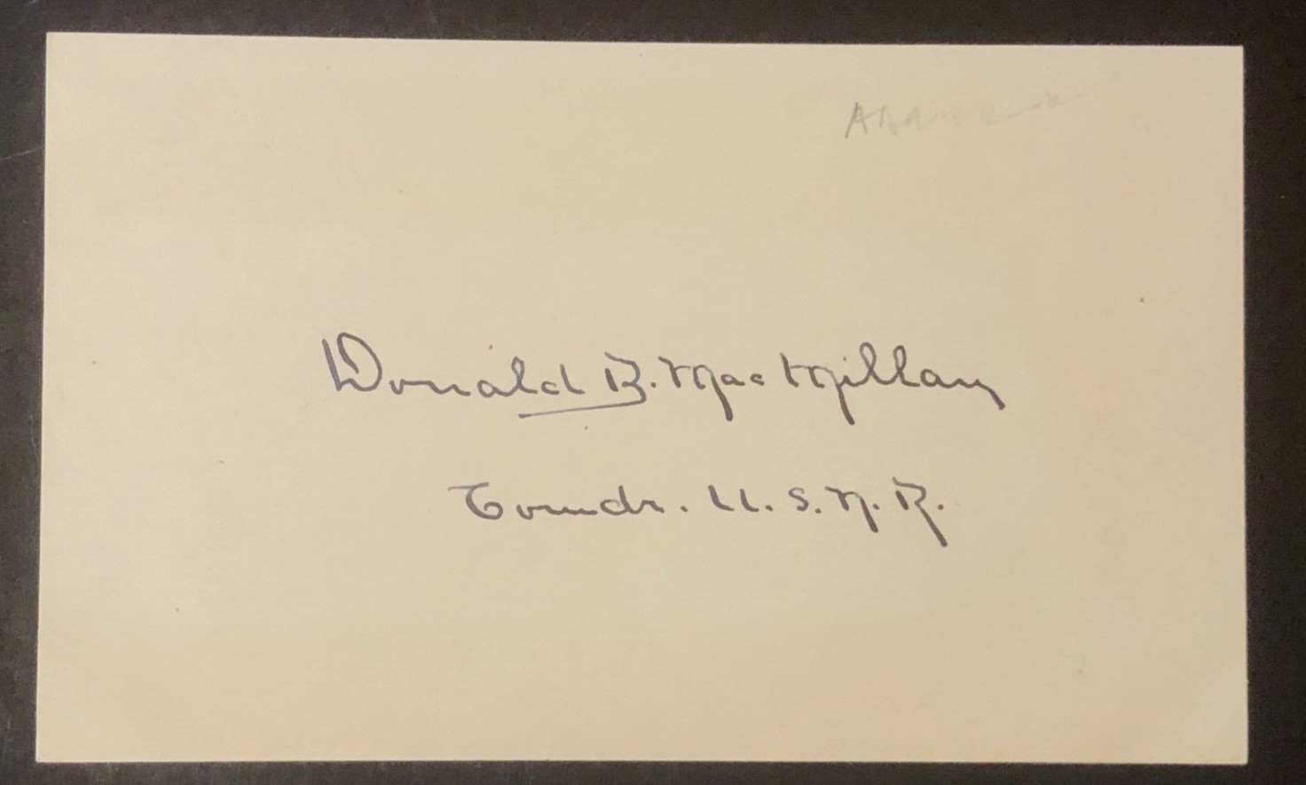 Artic Explorer Rear Admiral Donald B. MacMillan Autographed Signed Index Card