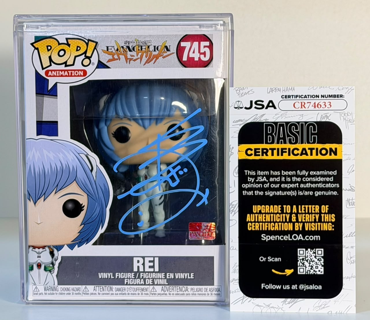 Funko Pop Neon Genesis Evangelion #745 REI signed by Megumi Hayashibara (JVA)