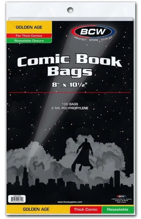 (1000) Case of BCW Resealable Golden Comic Book Bags - Thick 8