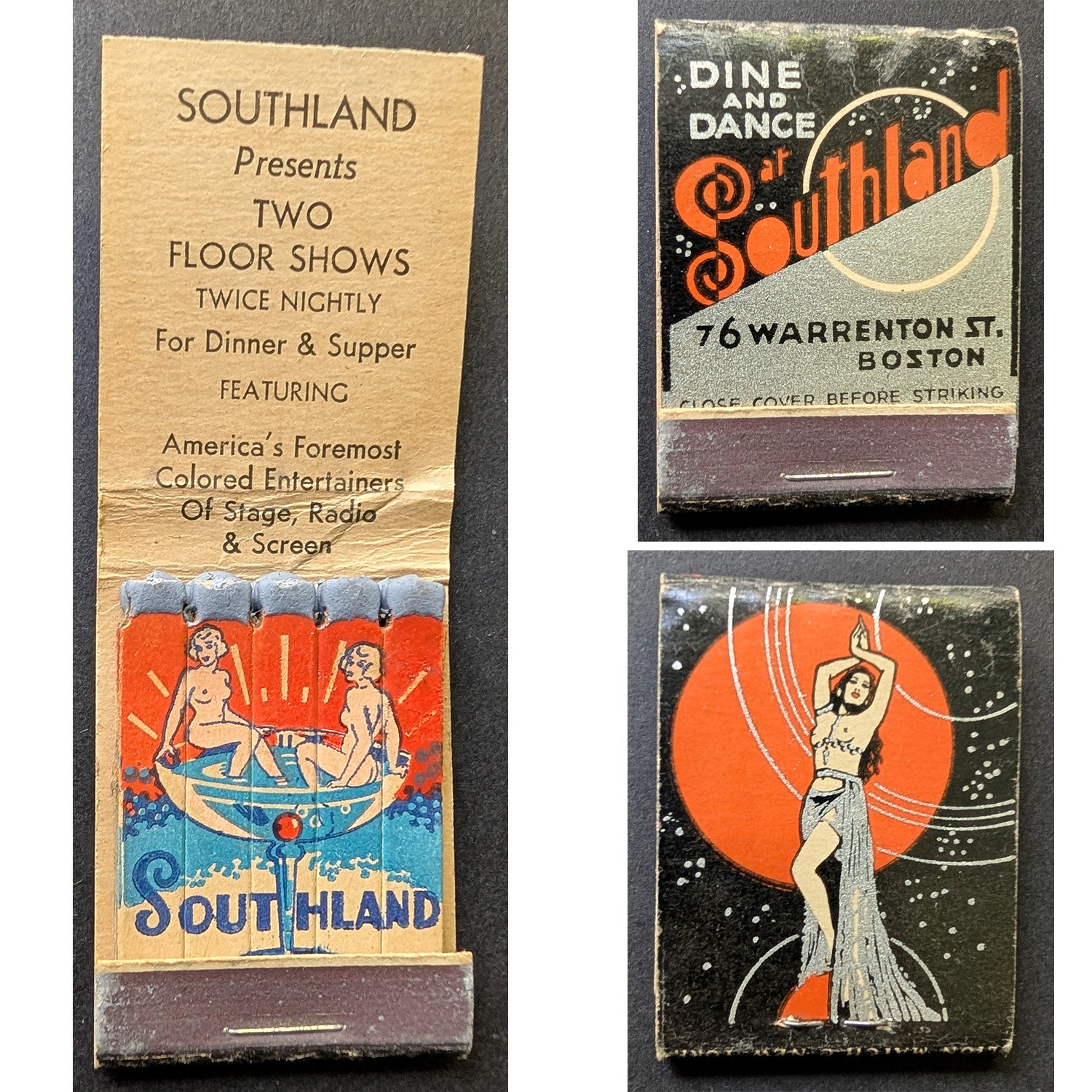 Girlie Feature Matchbook Southland Boston MA