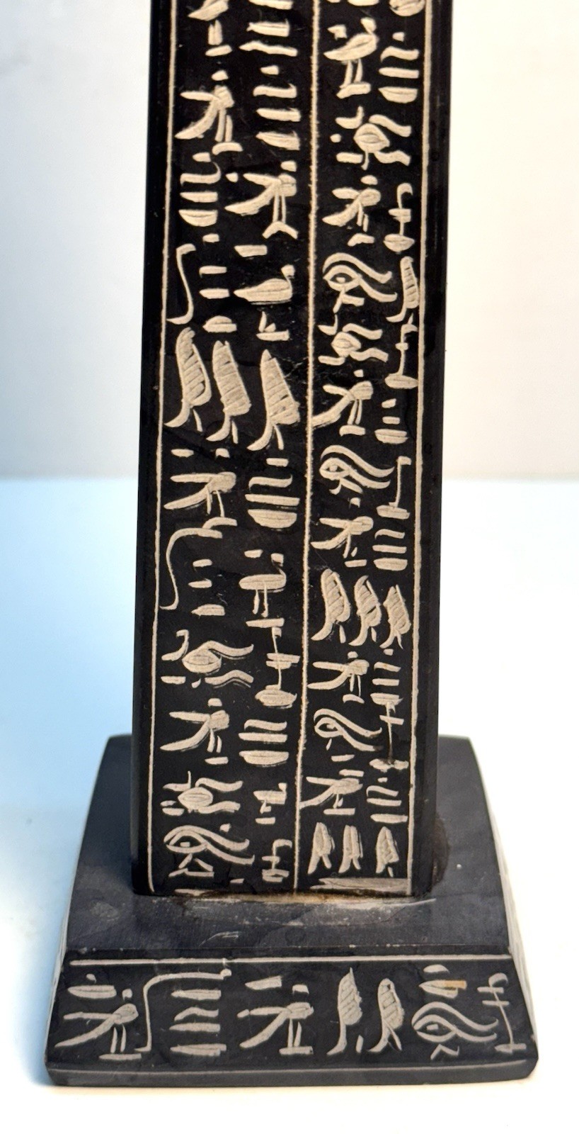 Vintage Unique Black Obelisk With Egyptian Hieroglyphics Egyptian Souvenir