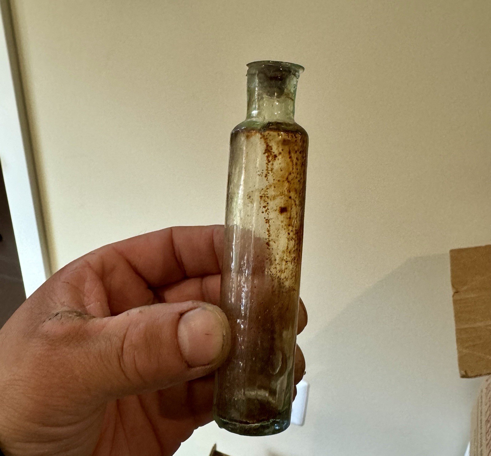 Early Antique Open Pontiled Tube Style Medicine Bottle 1840s Era Crude Nice Old