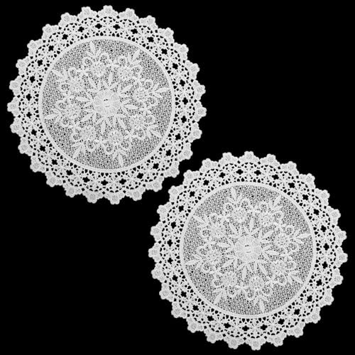 2 PCS Crochet Doilies, 10 Inch Round Lace Doilies for Tables Vintage Elegant